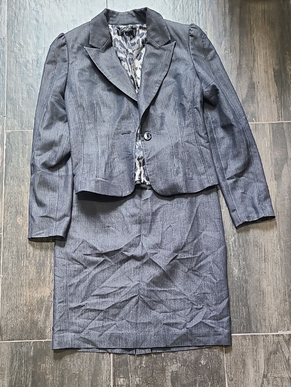 Nine West Gray Patterned Suit Lining